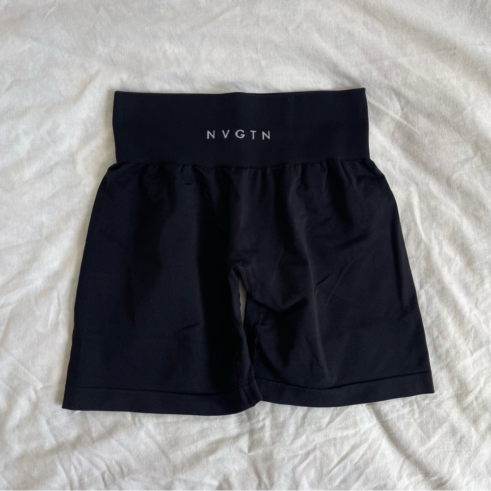 NVGTN Black Solid Seamless Shorts